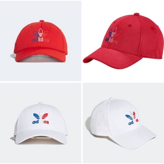 🆕แท้ป้ายไทยadidas ORIGINALS หมวกเบสบอลทรงคลาสสิก Trefoil สีแดง/สีขาว