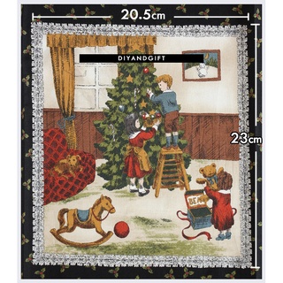 ผ้าคอตตอนอเมริกา ลายต้นคริสต์มาส Christmas Tree สำหรับงานผ้า งานตัดเย็บ กระเป๋าควิลท์ ตกแต่ง DIY (ChristmasBlock-06)