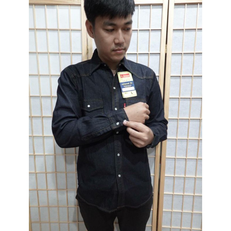 เสื้อยีนส์แขนยาวกระดุมมุกm-2xl