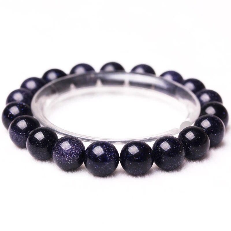 สร้อยข้อมือหินมงคล-หินนำโชค-หินทรายเงิน-สีมิดไนท์บลู-ขนาด-10-มิล-เส้นรอบวง-17-เซน-พร้อมส่ง
