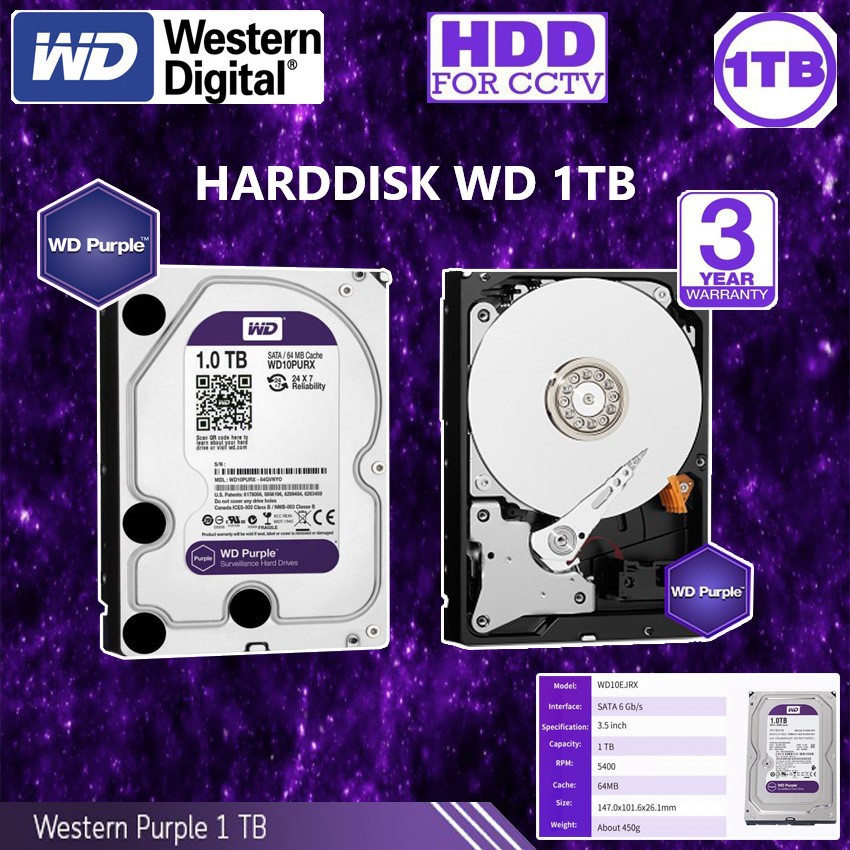 cctv-harddisk-purple-ยี่ห้อ-wd-สำหรับกล้องวงจรปิดโดยเฉพาะ-พื้นที่-1-tb-1000gb