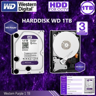 CCTV HardDisk purple ยี่ห้อ WD สำหรับกล้องวงจรปิดโดยเฉพาะ พื้นที่ 1 TB.(1000GB.)