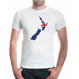 เสื้อยืดเด็กผช - ผ้าฝ้ายจริงบุรุษแขนสั้นเสื้อยืดนิวซีแลนด์รูปร่างนิวซีแลนด์ธงแผนที่การเดินทาง