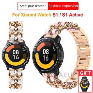 สินค้า สายนาฬิกาข้อมือสแตนเลส สายหนัง สําหรับ Xiaomi Watch S1 Active Mi Watch Color 2