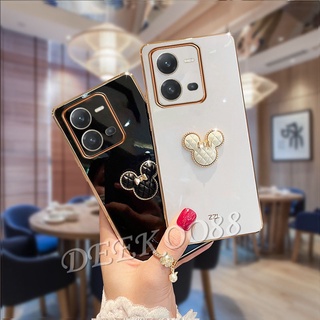 เคสโทรศัพท์มือถือแบบนิ่ม วีโว่ VIVO V25 V25e Y02S Y16 Y22 Y22S Y35 4G 5G Soft Phone Case Straight Edge Plating Handphone Casing with Lovely Cute Bears All-Pack Ice Protection Back Cover VIVOV25e VIVOY35 VIVOY16