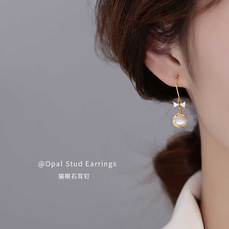 ต่างหูโบว์โอปอล-ผู้หญิงอารมณ์ยาว-เพทาย-ต่างหูสุทธิสีแดง-ฤดูใบไม้ร่วง-และฤดูหนาว-แฟชั่นบุคลิกภาพ-ต่างหูเกาหลี