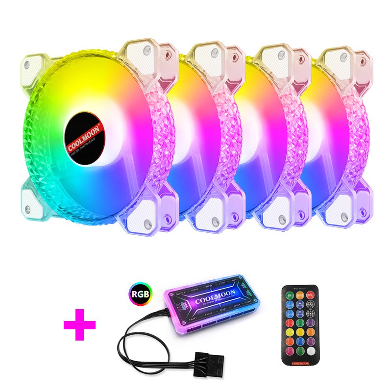 ชุดพัดลมเคส COOLMOON Crytal Diamond RGB Fan Case 12 CM. | Shopee Thailand