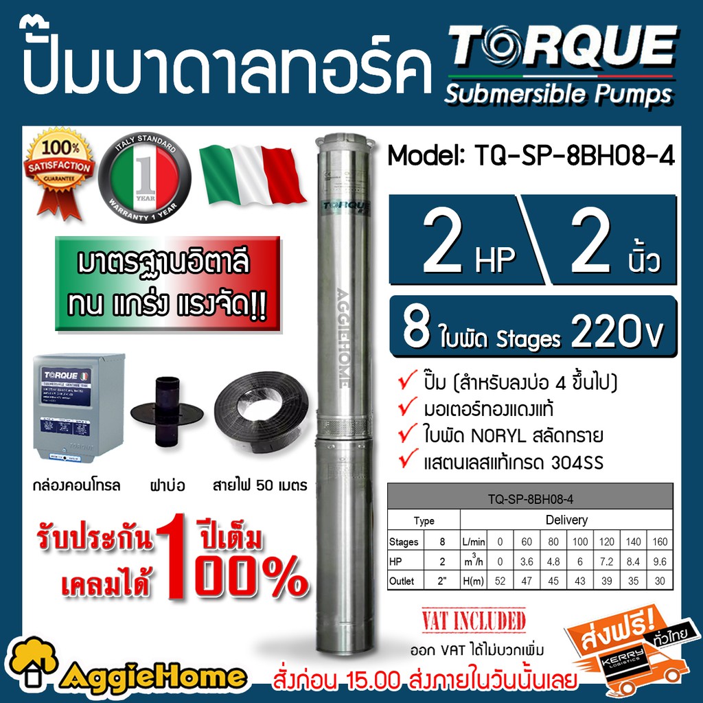 torque-ปั๊มบาดาล-รุ่น-tq-sp-8bh08-4-220v-2นิ้ว-2hp-8ใบ-สายไฟ-3x2-5-ฝาบ่อ-2นิ้ว-กล่องคอนโทรล-บาดาล-ปั๊มน้ำ