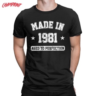 ใหม่ เสื้อยืดคอกลม แขนสั้น ผ้าฝ้าย 100% พิมพ์ลาย Made In 1981 40th ของขวัญวันเกิด สําหรับผู้ชาย และผู้หญิง