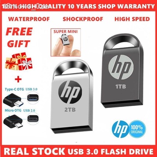 ภาพหน้าปกสินค้าแฟลชไดรฟ์ HP Metal USB Flash Drive 256GB/512GB mini thumbdrive Pendrive 1TB/2TB Flash Memory Stick waterproof Pen Drive ที่เกี่ยวข้อง