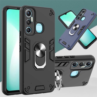 Infinix Hot 11 11S 10 10i 10S 9 Play Rugged Armor Case with Magnetic Car Mount Ring Holder Kickstand Shock Protective Cover