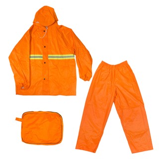Eighty Eight ชุดกันฝน มีแถบสะท้อนแสง ( เสื้อคลุม / กางเกง ) - สีส้ม