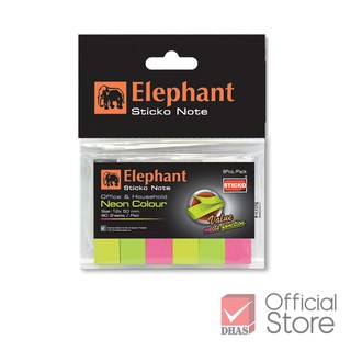 Elephant กระดาษโน๊ต กระดาษโน๊ตกาวในตัว อินเด็กซ์นีออน 12x50 มม. 80 แผ่น จำนวน 1 ชิ้น