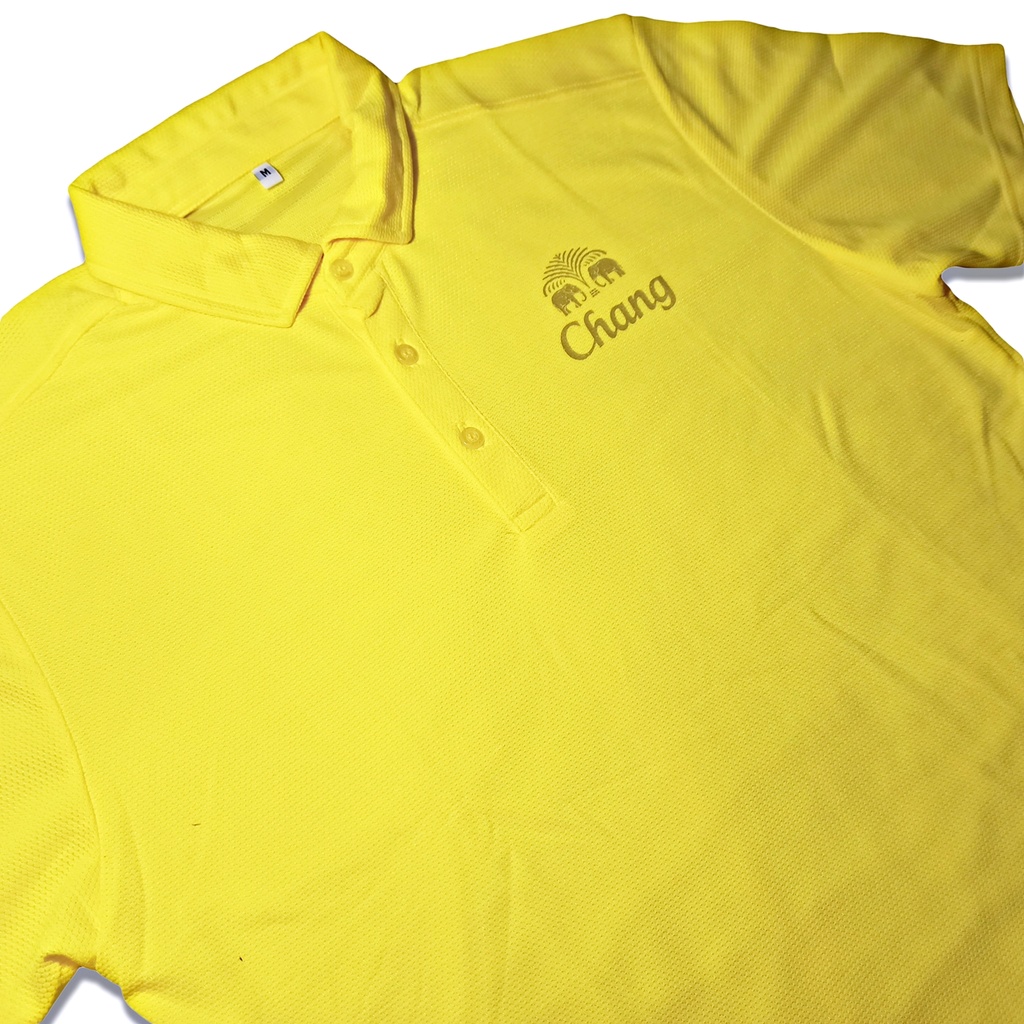 เสื้อโปโล-chang-สีเหลืองสด-โลโก้ทอง-ไซส์-m-สินค้าแท้บริษัท