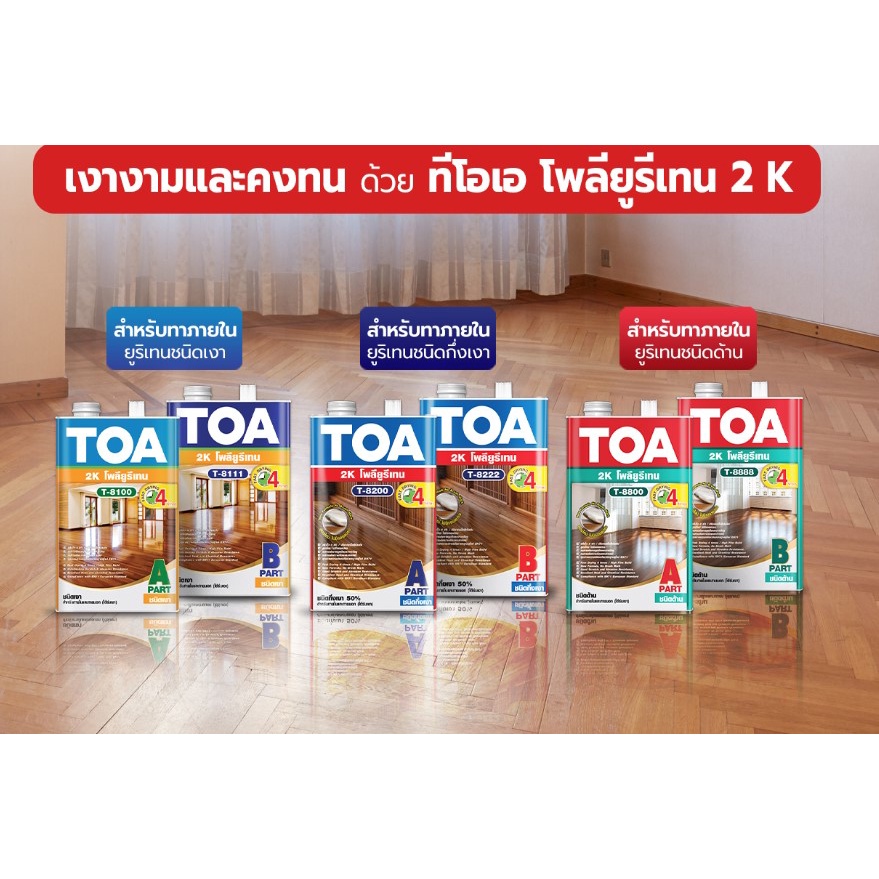 toa-polyurethane-2k-1-กล-ทีโอเอ-โพลียูรีเทน-2-ส่วน-น้ำมันเคลือบแข็งพื้นไม้-เงา-กึ่งเงา-ด้าน-โพลียูริเทน