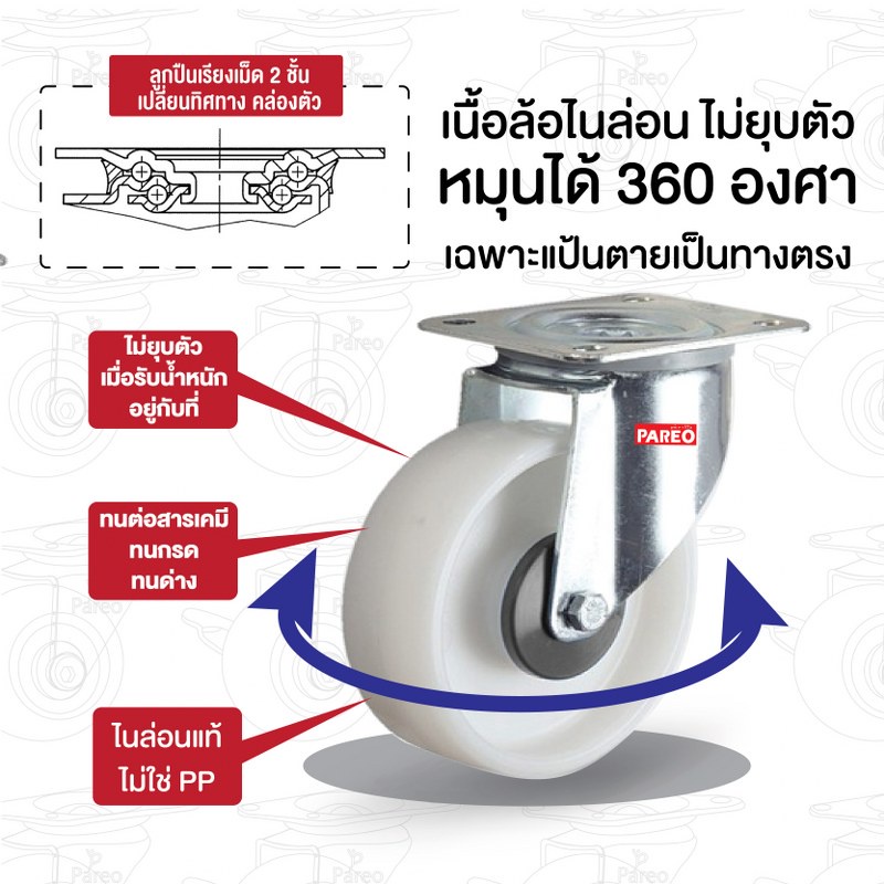 ล้อรถเข็นของ3นิ้ว-80มม-ล้อไนล่อน-nylon-ล้อไม่แตก-รับได้-100-150-กก-รุ่น-value-ยี่ห้อ-pareo-พร้อมส่ง