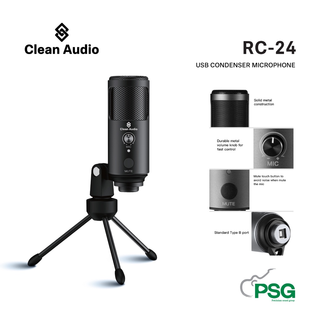ภาพหน้าปกสินค้าClean Audio RC-24 USB Condenser Microphone จากร้าน petchsiamsound บน Shopee