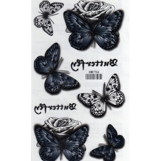 Tattoo ลาย แมลง ผีเสื้อ Butterfly แท็ททู สติกเกอร์ HM756