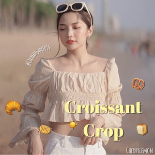 CROISSANT CROP🥐 ครอปแขนจั้มระบาย สดใส สไตล์เกาหลี CL015 : CHERRYLEMON