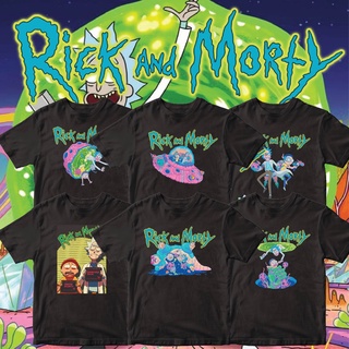 (🔥พร้อมส่ง🔥)เสื้อ rickandmorty เสื้อริคและมอร์ตี้ netflix ผ้าcottonผ้าดีใส่สบาย ส่งเร็วส่งไว มีรอบส่งทุกวัน สีดำ