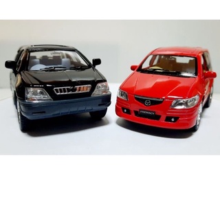 สินค้า โมเดลรถ Mazda มาสด้า พรีเมซี่ (แดง) :Toyota โตโยต้า แฮริเออร์ (ดำ) ความยาวรถ 4 นิ้ว โมเดลรถเหล็ก รถโมเดล งาน Kinsmart