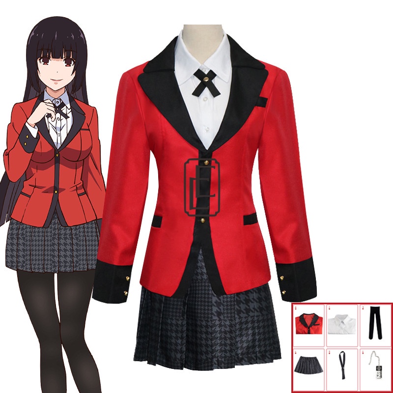 อะนิเมะ-kakegurui-คอสเพลย์-jabami-yumeko-เครื่องแต่งกายญี่ปุ่นชุดนักเรียนหญิง