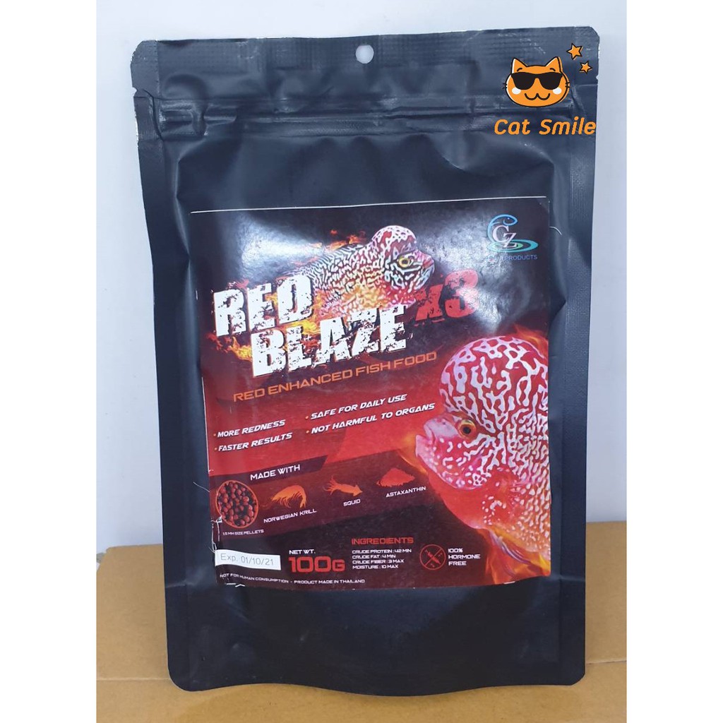 อาหารปลา-อาหารเร่งสี-red-blaze-100-กรัม-สูตรเร่งแดง-อาหารปลาหมอสี-red-blaze-100กรัม-red-enhancer-fishfood