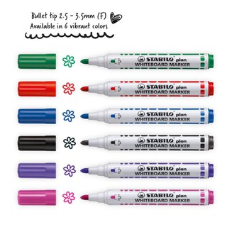 ปากกาไวท์บอร์ด หัวกลม6 สี STABILO(ไม่เหม็น)