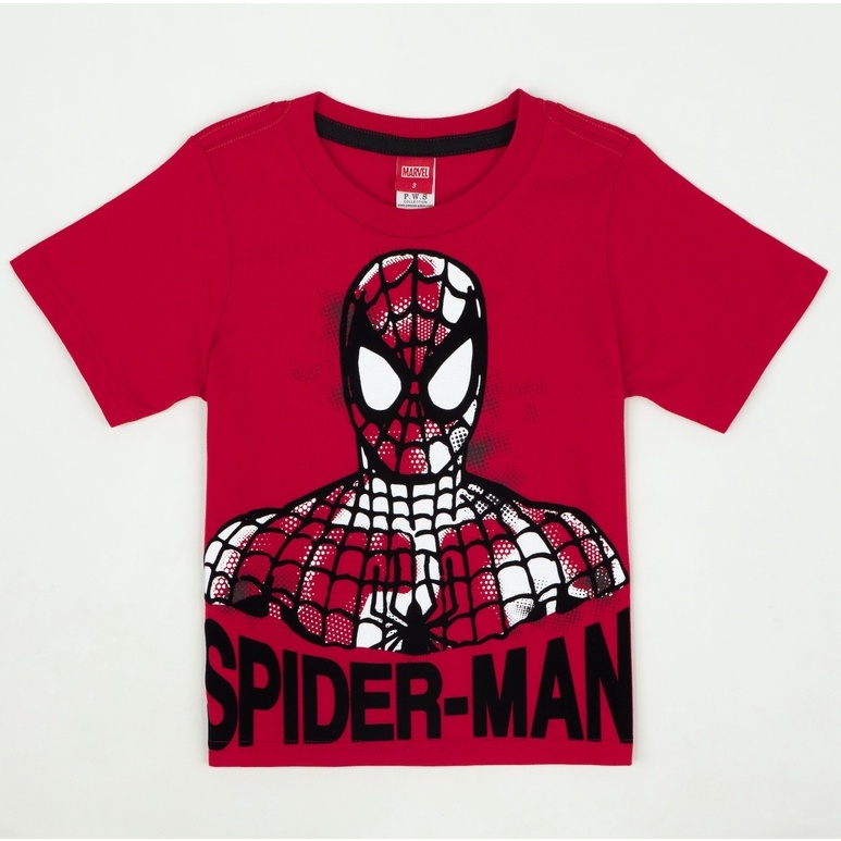 marvel-boy-spider-man-flock-print-t-shirt-เสื้อยืดเด็กพิมพ์กำมะหยี่ลายสไปเดอร์แมน-สินค้าลิขสิทธ์แท้100-characters-studio
