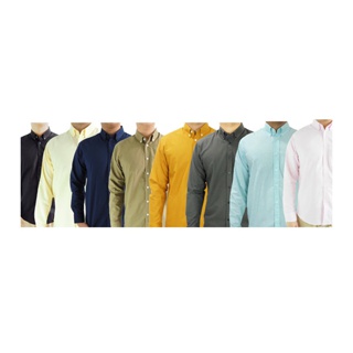 คอปก/แขนยาว(สีเข้ม) M/L/XL ผ้า OXFORD - SHIRT LAND เสื้อเชิ้ตผู้ชาย Long Sleeve Collar Shirt