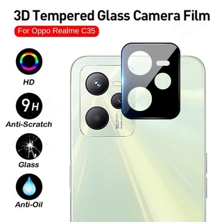 ฟิล์มกระจกเลนส์กล้อง พื้นดำ 3D ขอบนูน ใช้สำหรับ Realme C35