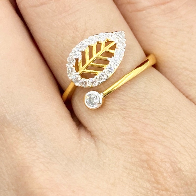 แหวนทอง1สลึง-แหวนเพชร-รูปใบไม้-แหวนฟรีไซส์-แหวนทองชุบ-294-แหวนทองไมครอน