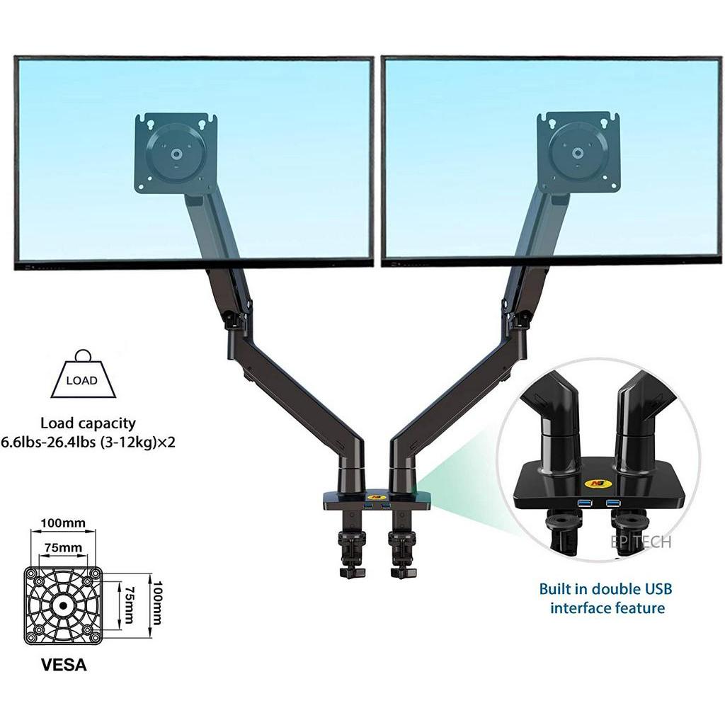 monitor-arm-ขาตั้งจอ-nb-f195a-จอแสดงผลสองจอวงเล็บบนและล่างสก์ท็อปอลูมิเนียมอัลลอยด์จอคอมพิวเตอร์ชั้นวาง22-32นิ้ว-2