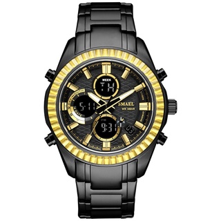 SMAEL Fashion Sport Mens Watches TopBrand Luxury Quartz Watch Men SL-1430 Steel Waterproof Business Watch LED Relogio Ma