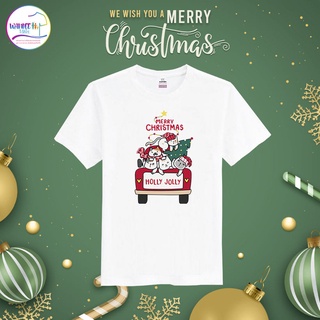 เสื้อยืดคริสต์มาส เสื้อคริสต์มาส Christmas &amp; Happy new year (MC159)เสื้อยืดสีขาว