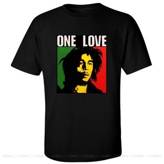 เสื้อยืดอินเทรนด์ผู้ชายอินเทรนด์ผู้หญิงเสื้อยืด ผ้าฝ้าย 100% พิมพ์ลายกราฟิก One Love BOB Marley Marley Reggae Jamaica สไ