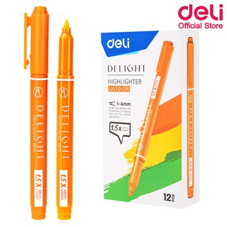 Deli U010 Liquid Highlighter ปากกาไฮไลท์ ขนาดหัว1-4mm มี 3สีให้เลือก แพ็ค 12 แท่ง ปากกาไฮไลท์ อุปกรณ์เครื่องเขียน ไฮไลท์
