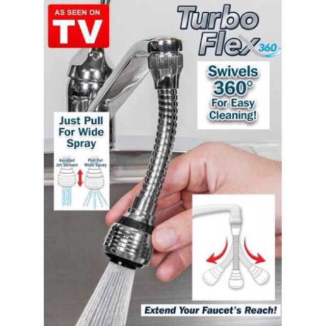 turbo-flex-360-หัวต่อก๊อกน้ำ-เพิ่มแรงดันน้ำและปรับงอได้วัสดุแข็งแรงและสวยงาม