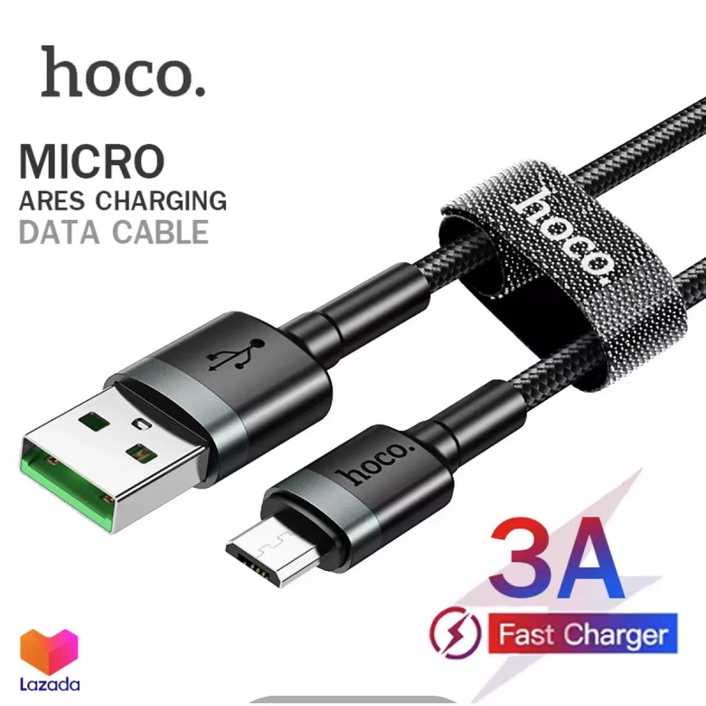 Hoco U14Max Data Cable สายชาร์จแบบถัก 3A mAh สายชาร์จ Micro USB 1เมตร ...