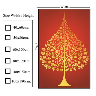 ภาพติดผนัง ลายต้นโพธิ์พื้นแดง (กาวในตัว)