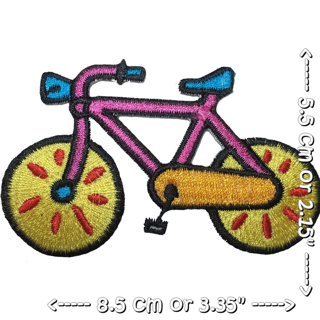 จักรยาน-เหลือง-ตัวรีดติดเสื้อ-อาร์มรีด-อาร์มปัก-ตกแต่งเสื้อผ้า-หมวก-กระเป๋า-แจ๊คเก็ตยีนส์-cute-embroidered-iron-on-patch