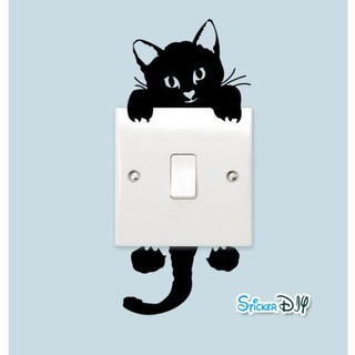 Vinyl wall sticker สติ๊กเกอร์ติดผนัง ฺBlack Kitten (กว้าง14cm.xสูง18cm.)