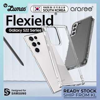 Araree Samsung Galaxy S22 / S22 Plus / S22 Ultra Flexield เคสนิ่ม แบบใส สีดํา เคสป้องกัน