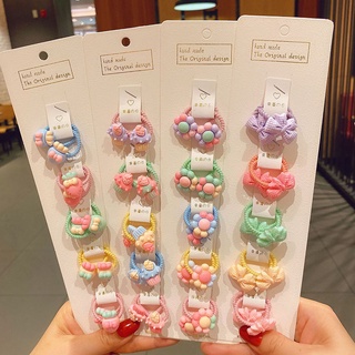 10 ชิ้น / เซต ที่มีสีสัน ดอกไม้ ผลไม้ ยืดหยุ่น สาว ยางรัดผม หวาน สด สัตว์ สกรู เกลียว เด็ก ยางรัดผม