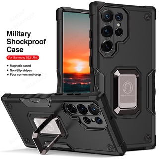 For Samsung Galaxy S22 Ultra Case Heavy Duty Shockproof Coque Sumsung S 22 Plus S22Ultra 5G Magnetic Ring Stand Armor Hard Cover