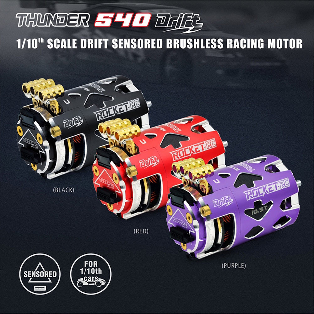 ใหม่ Rocket-RC THUNDER 540 มอเตอร์เซนเซอร์ ไร้แปรงถ่าน 2-3S 10.5T