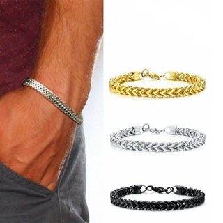 สินค้า Stainless Steel Chain Buckle Bracelet Men Fashion Jewelry