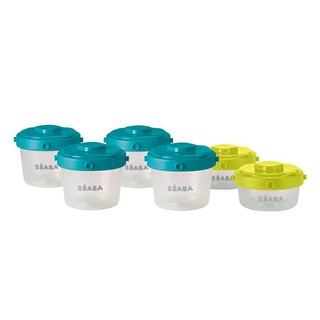 Diet products FOOD CONTAINER SET BEABA 60ML/120ML BLUE/GREEN 6PCS Mother and child products Home use ผลิตภัณฑ์การทานอาหา