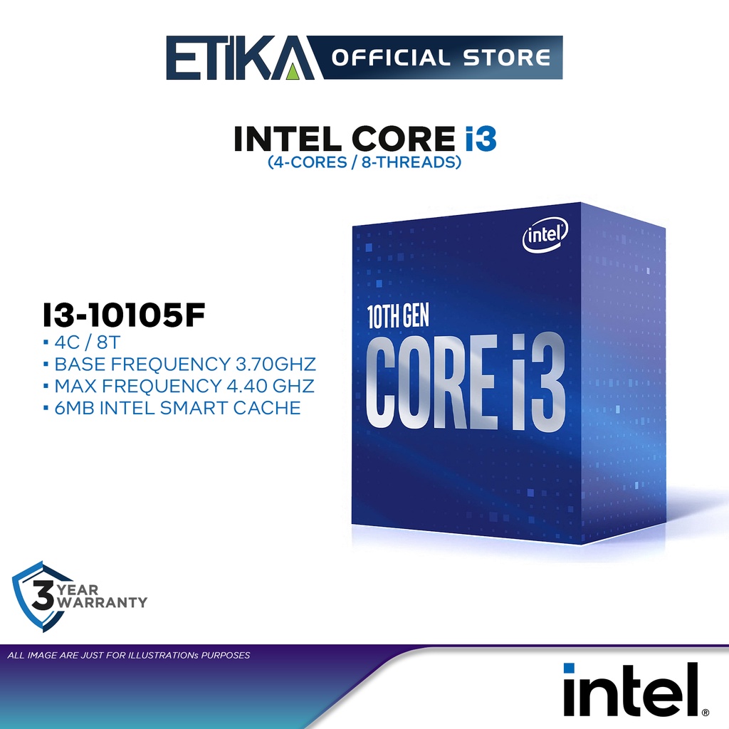 ซ็อกเก็ตโปรเซสเซอร์ CPU Intel Core i3-10100F i3-10105F 4-Core LGA1200 ...