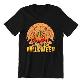เสื้อยืดผ้าฝ้ายพิมพ์ลาย เสื้อยืด พิมพ์ลายหนังสยองขวัญ Happy Halloween Scary Pumpkin Face